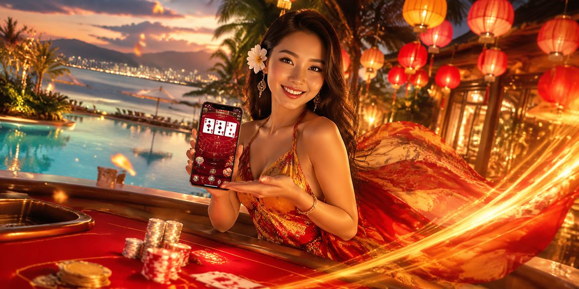 Không khí chơi baccarat live casino dưới ánh đèn lồng Hội An về đêm trên điện thoại