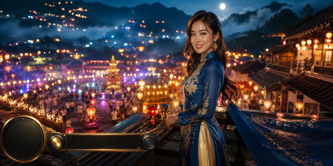 Người dùng tại Sapa trong trang phục áo dài trải nghiệm casino giải trí trực tuyến trên điện thoại